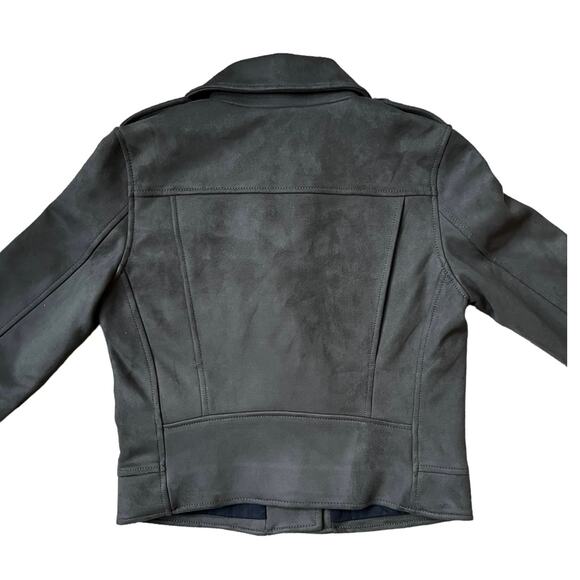 Banana Republic Faux Suede Motorcycle Jacket Olive Green Zipper Women's Small - Picture 7 of 7
